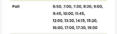 खोपोली ते पाली साठी जाण्यास बसेस च टाईम टेबल हाच आहे का?? की वेळापत्रक मध्ये बदल झालं आहे??