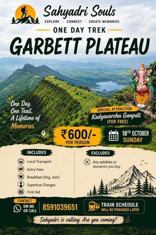Garbett Plateau trek also available on Weekdays
Minimum 6-8 participants needed to commence a trek